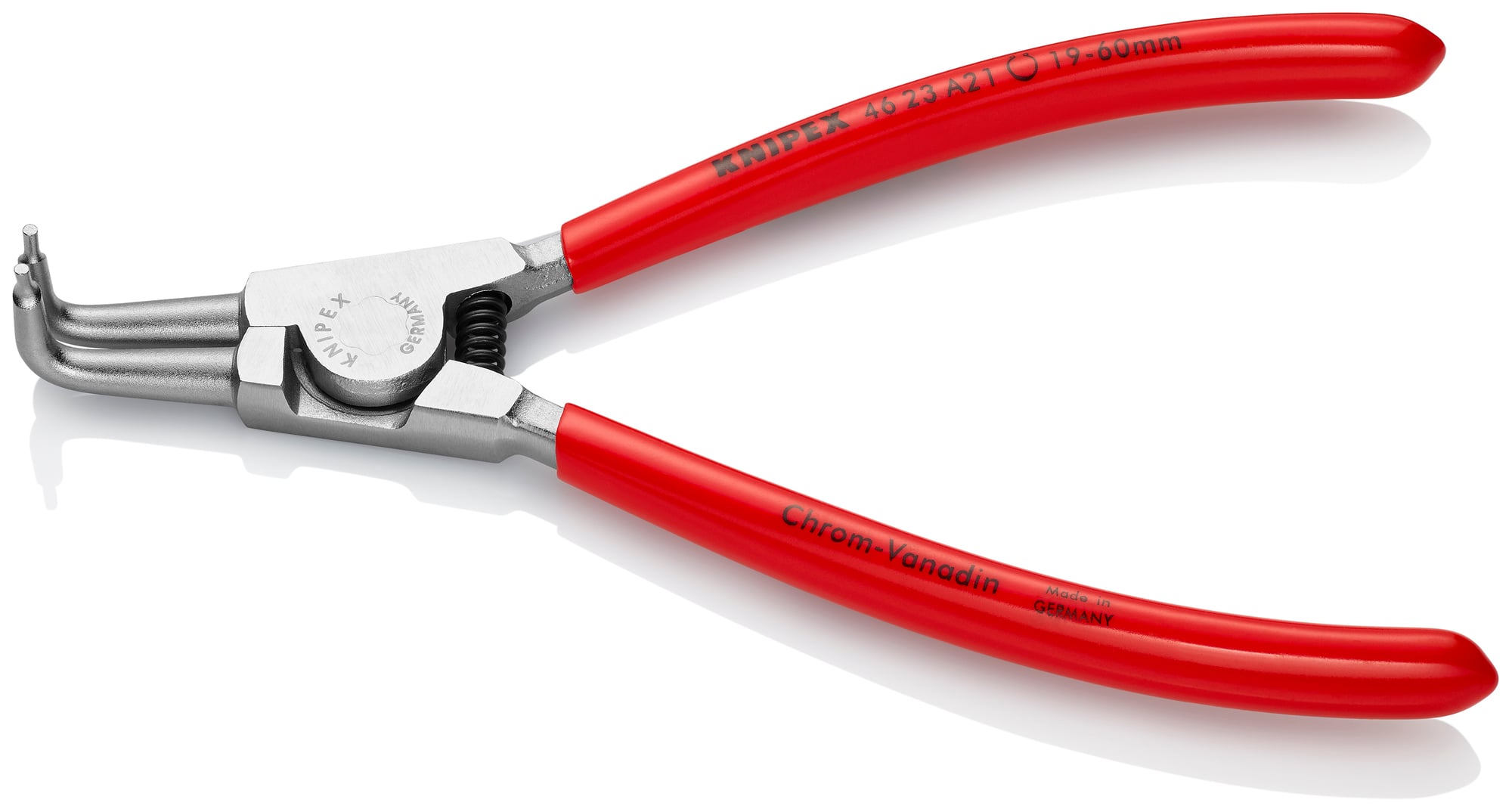 External 90° Angled Snap Ring Pliers-Forged Tips, 6 3/4 in., Plastic coating