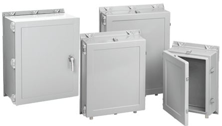Hinge Cover Enclosure 3-Point Type 4X, 24.25x20.25x8.00, Gray, Fiberglass