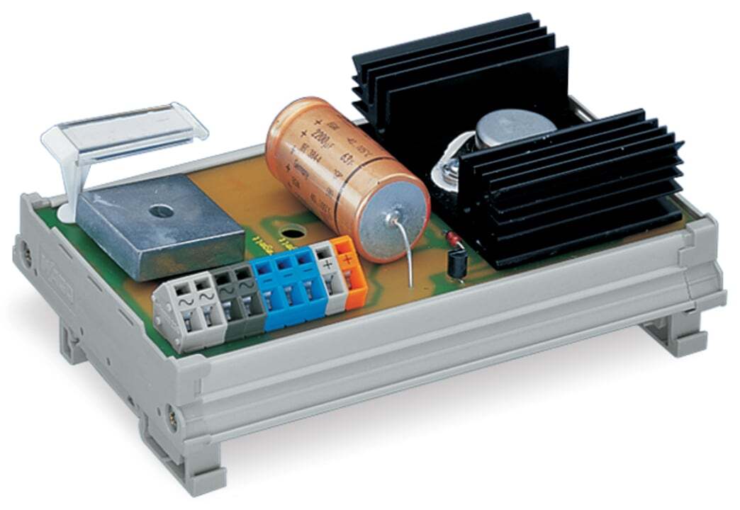 Constant voltage source; Input voltage: 24 VAC; 24 VDC output voltage; 3 A output current; in mounting carrier; 2,50 mm
