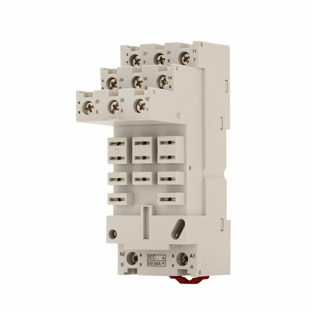 D5 Series Socket, Used with D5 series relays, 300V nominal voltage, 25A nominal current, Din rail mount, Elevator wire connection, QTY: 10