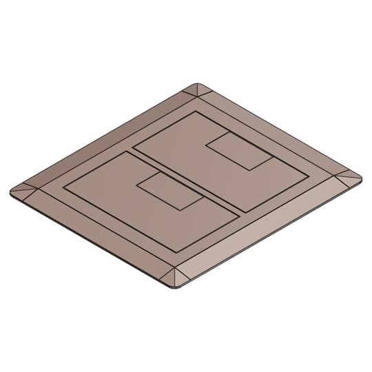 Two Gang Floor Box Cover, Width 7.13 Inches x Length 8.25 Inches, Caramel, Non-Metallic, Carpet Flange Included