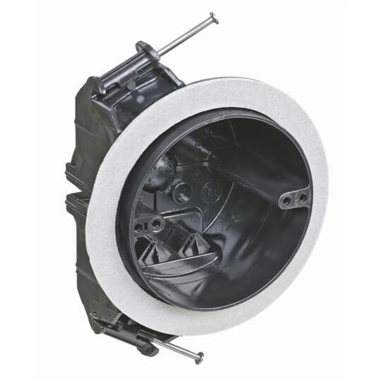 Ceiling Fixture Vapor-Tight Box, Volume 26 Cubic Inches, Length 4 Inches, Width 4 Inches, Depth 2-3/4 Inches, Color Black, Material Polycarbonate, Mounting Means Angled Side Nails