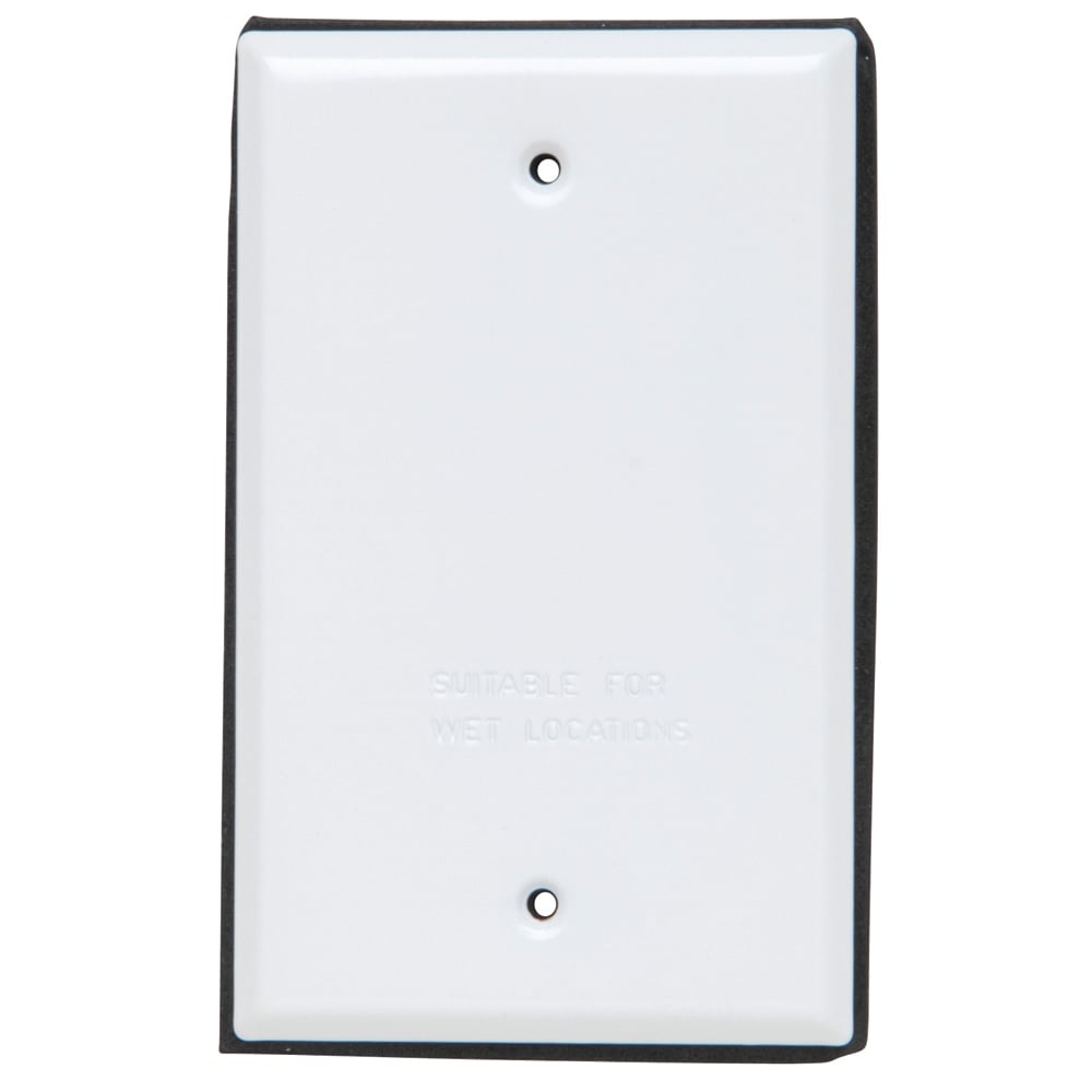 Weatherproof 1 Gang Blank Aluminum Cover With Gasket and, Screws, White