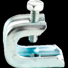 Set Screw Beam Clamp (Steel), Fits Up to 1/2" Flange, 1/4"-20 Tapped Holes Bottom and Back of Beam Clamp, Zinc Plated