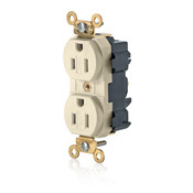 15 Amp, 125 Volt, Wide Body Duplex Receptacle, Industrial Grade, Straight Blade, Self Grounding, Tamper-Resistant, Light Almond
