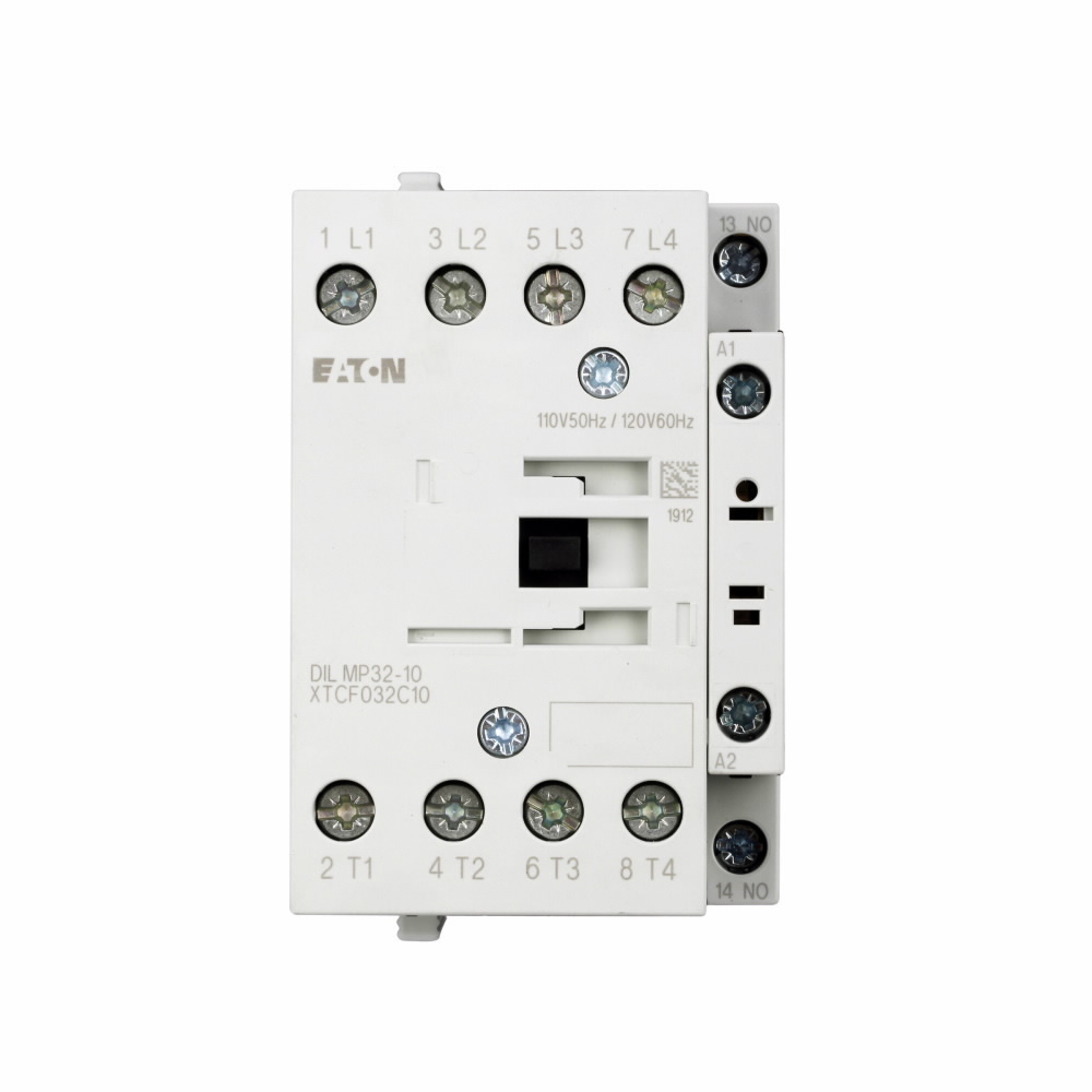 Eaton XT IEC contactor, 32A, 412 Vac 50 Hz,  480 Vac 60 Hz, 1NO, 32A, Frame C, 45 mm, 50-60 Hz, 7.5,  7.5,  10,  15 hp (3PH @200, 230, 460, 575 V), Four-pole, Non-reversing, , Screw terminals, FVNR