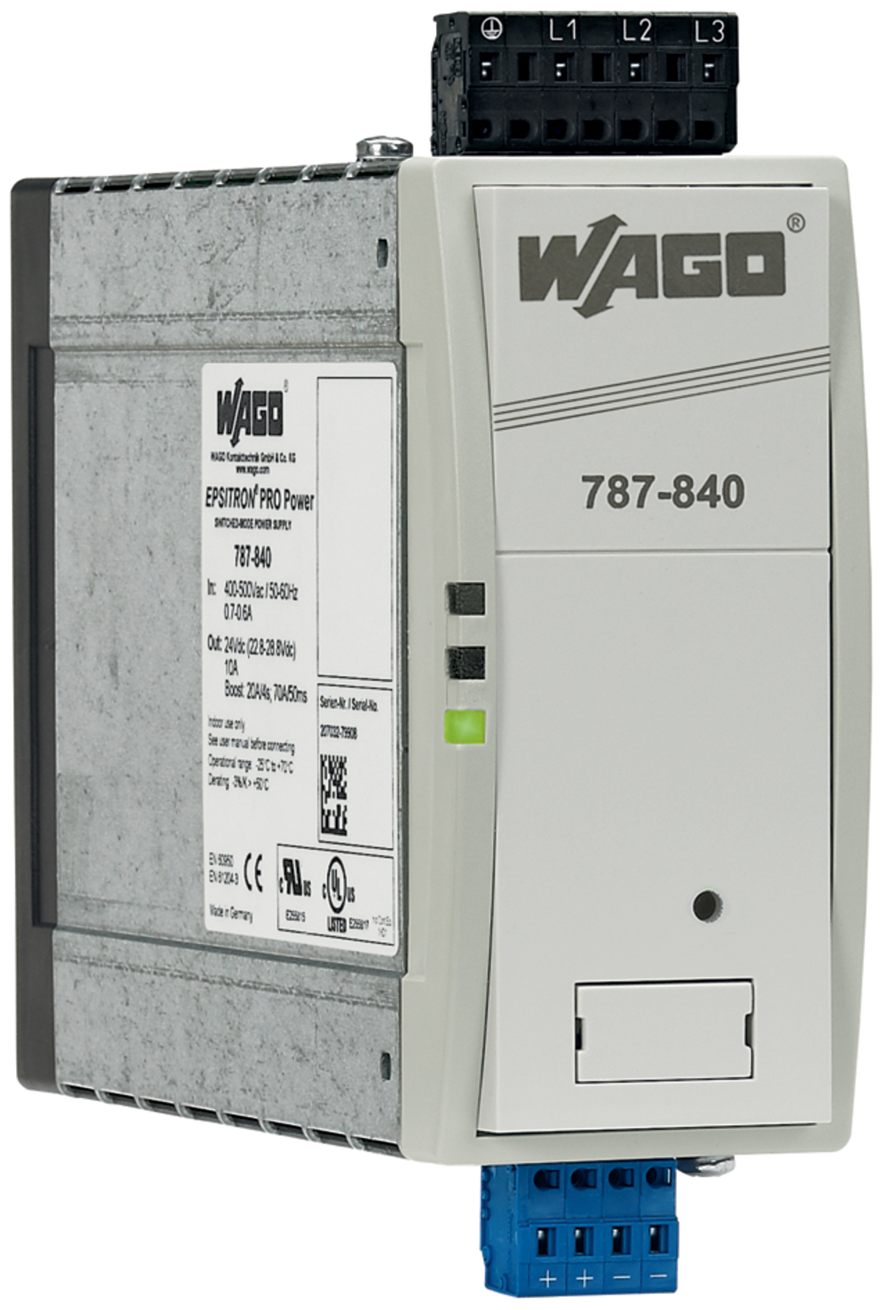 Switched-mode power supply; Pro; 3-phase; 24 VDC output voltage; 10 A output current; TopBoost + PowerBoost; DC OK contact; 2,50 mm