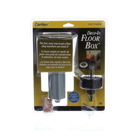 Single Gang Drop in Floor Box with Hole Saw, 11.8 Cubic Inches, 2.25 Inch Diameter, Depth 7.02 Inches, Cover Aluminum, Non-Metallic, with Pre-Wired Single Receptacle, Low Voltage Telephone/Cable Plate and 1-Blank Plate for Custom Installations
