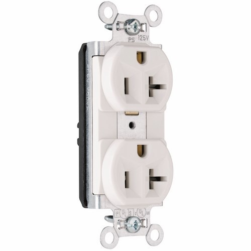 PlugTail Spec Grade Duplex Receptacle 20amp 125volt White