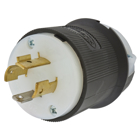 Twist-Lock Edge Plug with Spring Termination, 20A, 125/250V, L14-20P, Black and White Nylon.