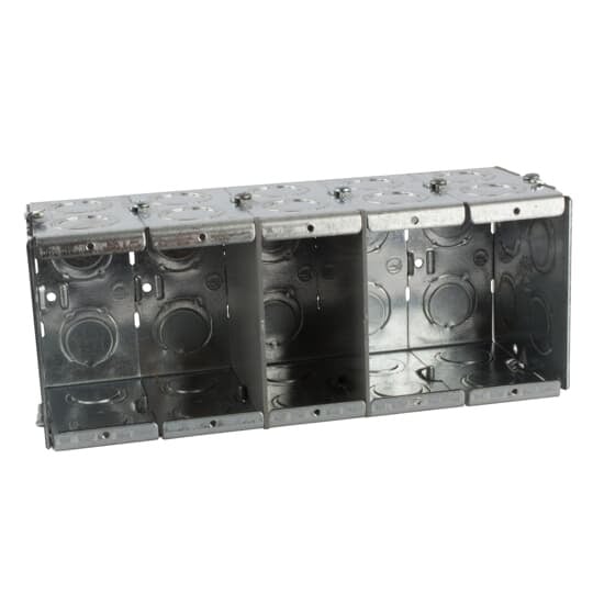 Gangable Masonry Box, 111.7 Cubic Inches, 3-3/4 Inches Long x 9-3/16 Inches Wide x 3-1/2 Inches Deep, 1/2 Inch and 3/4 Inch Knockouts, Pre-Galvanized Steel, For use with Conduit
