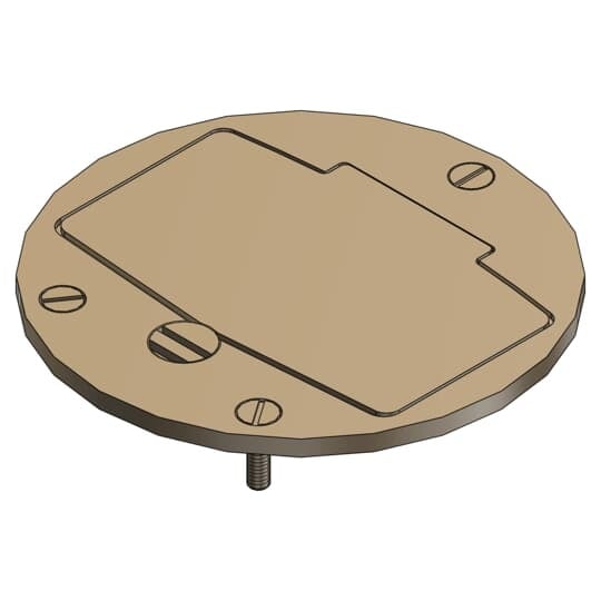 Cover Plate for Flush Service Floor Boxes, 4 Inch Diameter, for GFCI Receptacle, Brass