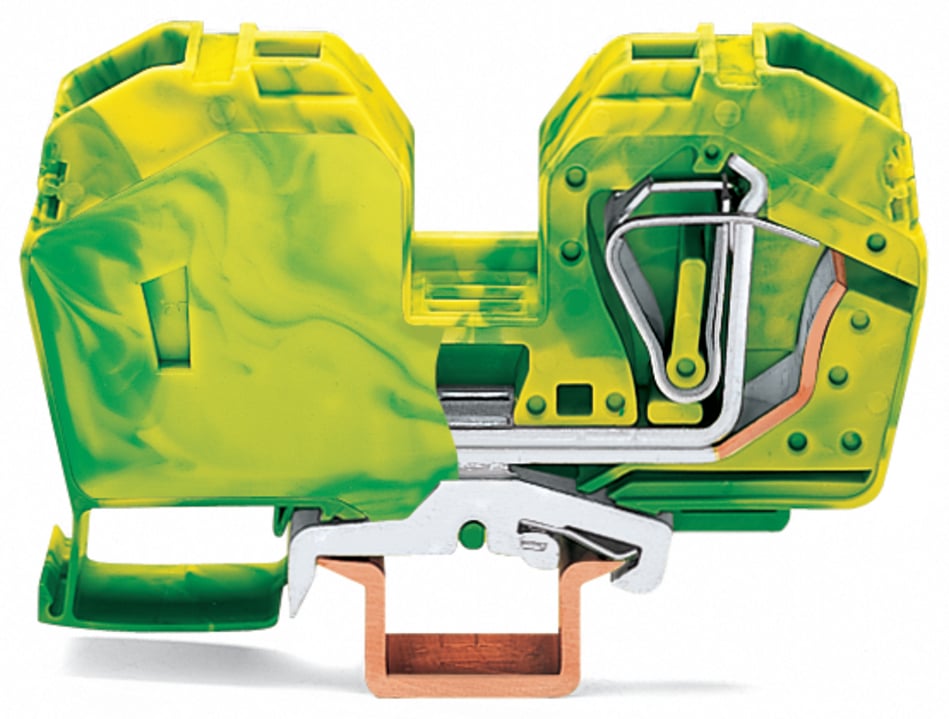 2-conductor ground terminal block; 35 mm; with integrated end plate; side and center marking; only for DIN 35 x 15 rail; CAGE CLAMP; 35,00 mm; green-yellow