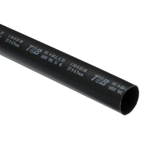 Heavy-Wall Heat-Shrinkable Tubing for Cable Range 4 - 3/0 AWG, Expanded Diameter 1.1 Inch, Length 48 Inch, 600 Volt, 90 Degrees Continuous Use, Cross-Linked Polyolefin with Thermoplastic Adhesive Liner, Black