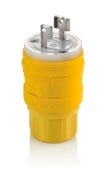 15 Amp, 125 Volt, Plug, Locking Blade, Industrial Grade, Non-Grounding, Wetguard, Yellow