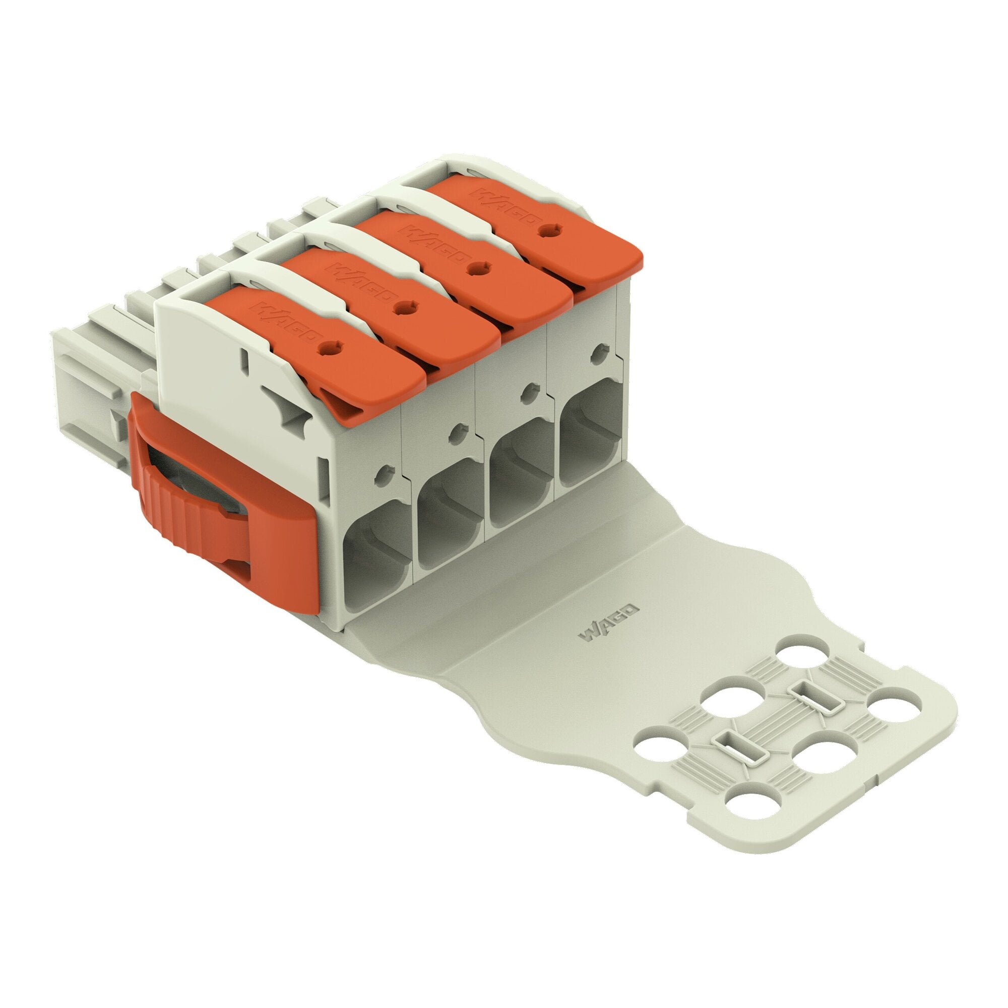 1-conductor female connector; lever; Push-in CAGE CLAMP; 16 mm; Pin spacing 10.16 mm; 4-pole; 100% protected against mismating; Lateral locking  levers; Strain relief plate; Silver-plated contacts; 16,00 mm; light gray
