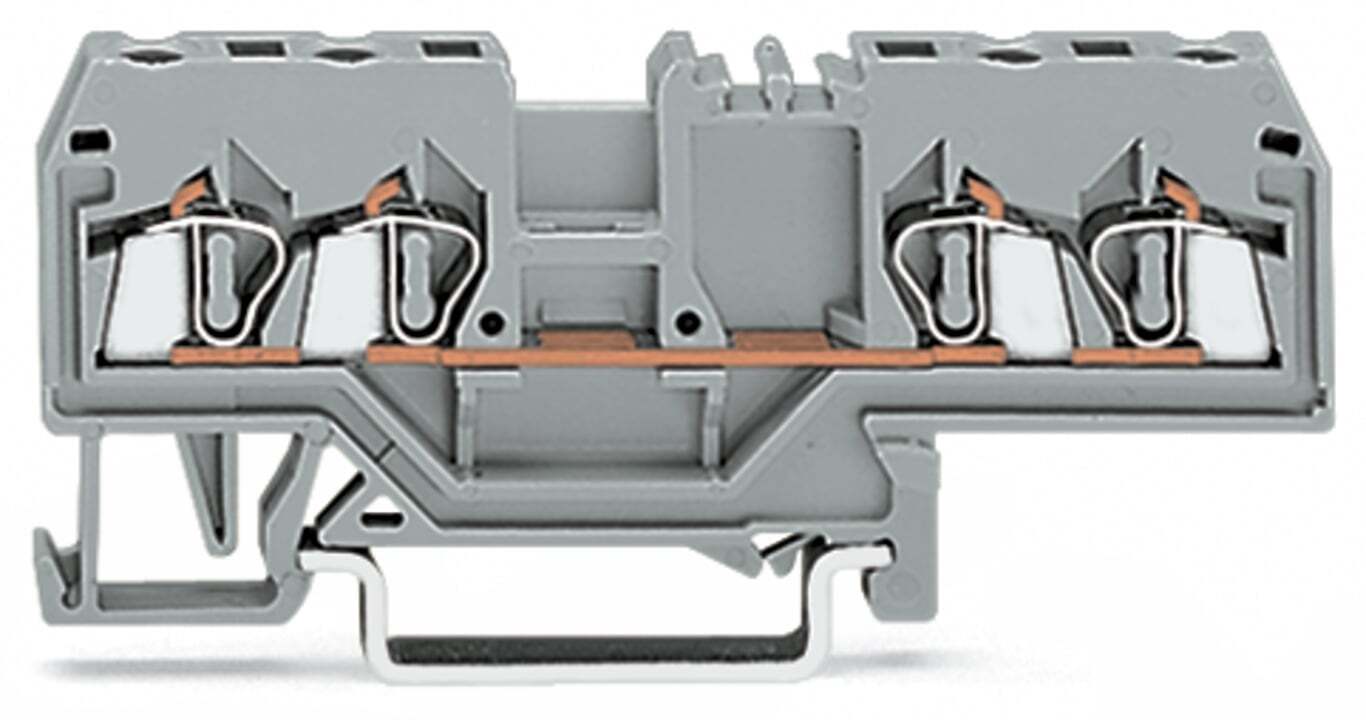 4-conductor through terminal block; 2.5 mm; center marking; for DIN-rail 35 x 15 and 35 x 7.5; CAGE CLAMP; 2,50 mm; gray