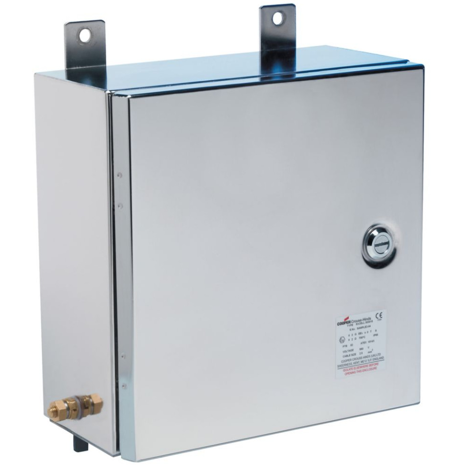 XLVS12420063 Ex-CELL Enclosure With Vertical Lugs, 6 in W x 20 in D x 24 in H, NEMA 3S/4/4X, 316L Stainless Steel