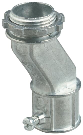 Connector, Offset Set-Screw, Conduit Size 1/2 Inch, Offset 3/8 Inch, Length 2.00 Inches, Width 0.90 Inch, Die Cast Zinc