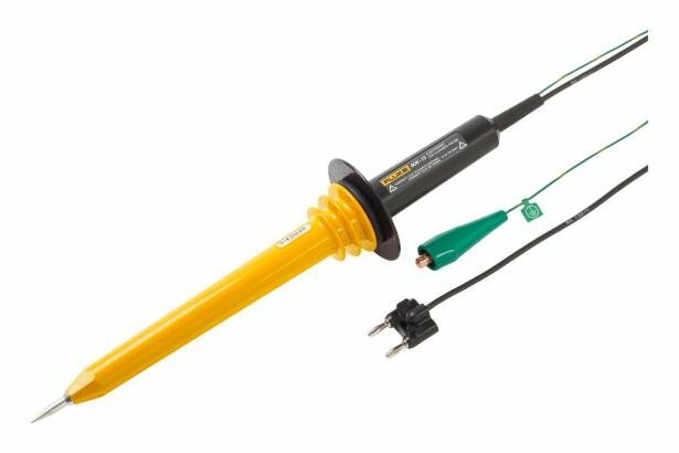 Is a high voltage probe designed to extend the voltage measuring capability of an AC/DC voltmeter to 15,000 volts peak AC or DC Overvoltage Category I. This means the probe can only be used to make measurements on energy limited circuits within