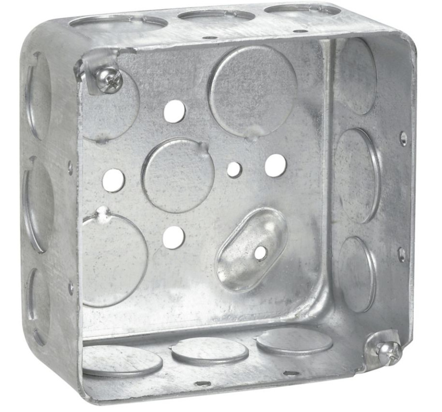 TP434PF TP Drawn Outlet Box, Steel, 30.3 cu-in Capacity, 1 Gangs, (17) Knockouts, 4 in H x 4 in W x 2-1/8 in D