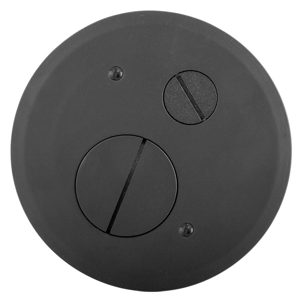 Concrete Floorboxes, Recessed, 4" CFBS1R4 Series, Furniture Feed Round Cover Assembly, Black Power Coat Finish
