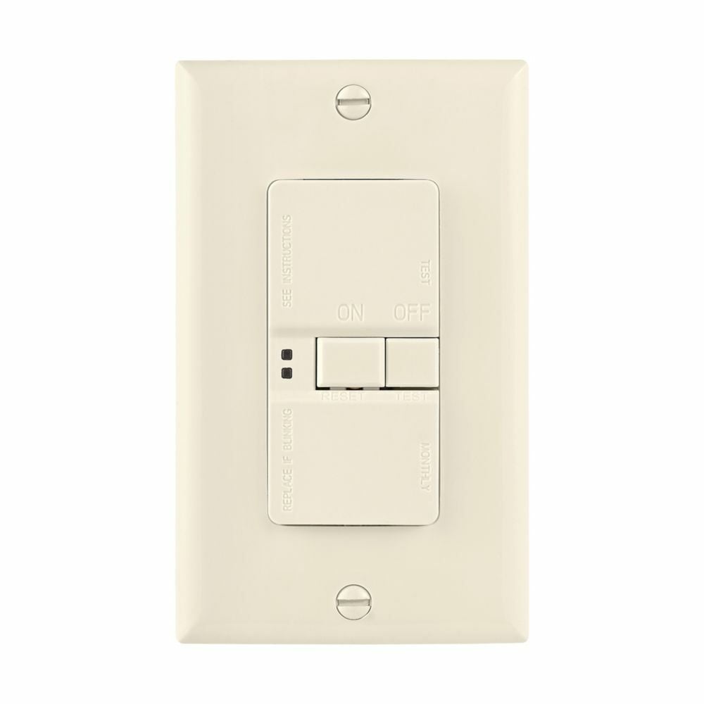 Eaton Blankface GFCI,Self-test,#14 - 10 AWG,20A,Residential,Commercial,Flush,125 V,GFCI,Back and side wire,Light almond,Brass,Blankface,Thermoplastic,Two-pole,Three-wire,Two-pole, three-wire, grounding