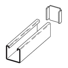 Eaton B-Line series end cap, 1.64" H x 1.62" L x 1.62" W, Aluminum, Aluminum, Fits channel type B22