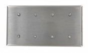 4-Gang No Device Blank Wallplate, Strap Mount, Stainless Steel