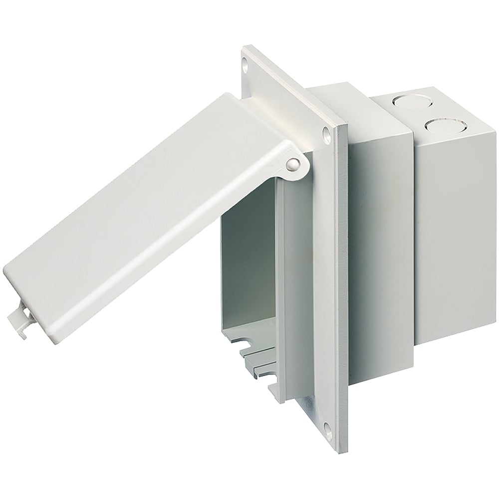 Low profile Inbox for flat surface retrofit construction. With weather proof while in use Extra Duty white paintable cover. Vertical.