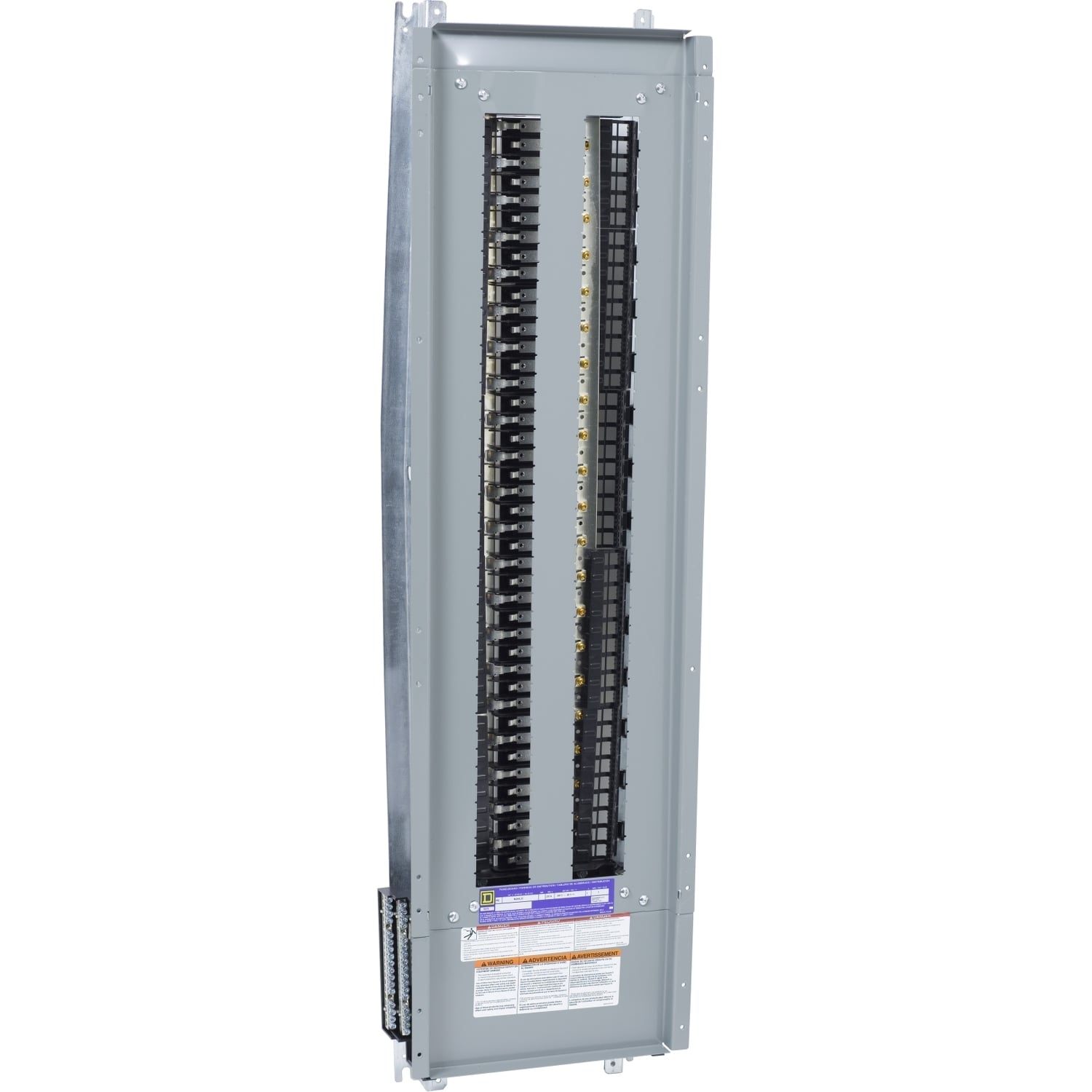 Panelboard interior, NQ, main lugs, 225A, Cu bus, 84 pole spaces, 1 phase, 3 wire, 240VAC, 48VDC