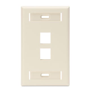 QuickPort Wallplate with ID window, single gang, 2-port, light almond