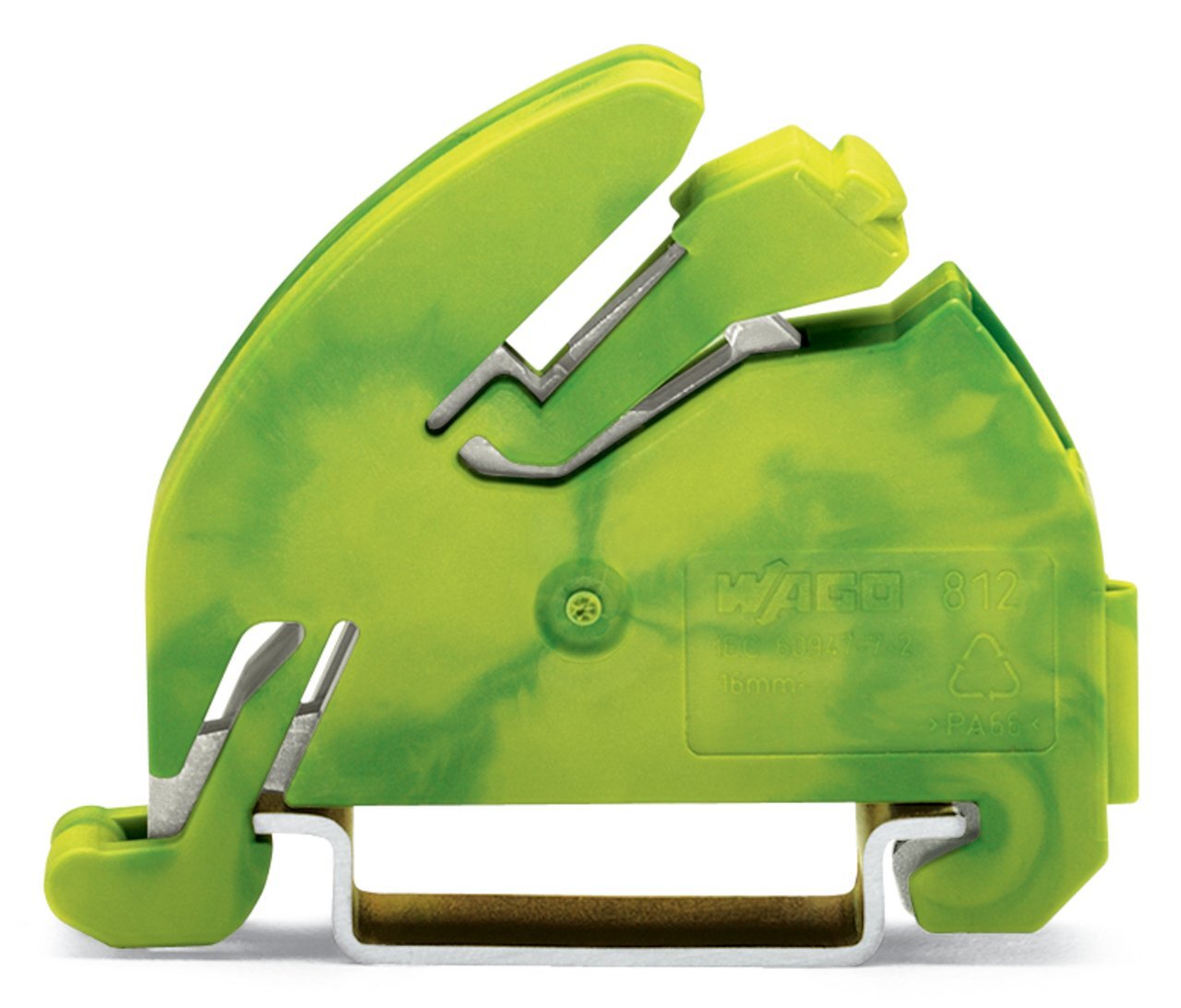 Ground busbar carrier; with contact to DIN 35 rail; green-yellow