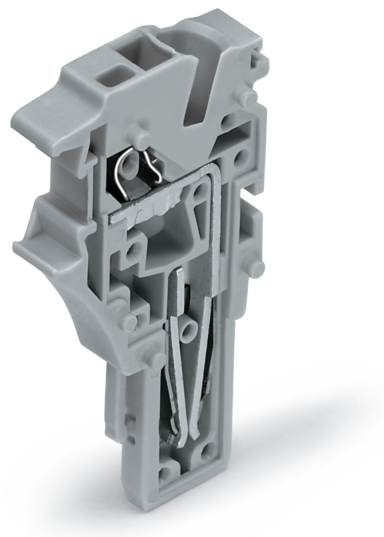Center module for 1-conductor female connector; Push-in CAGE CLAMP; 4 mm; Pin spacing 5.2 mm; 1-pole; with integrated end plate; 4,00 mm; gray