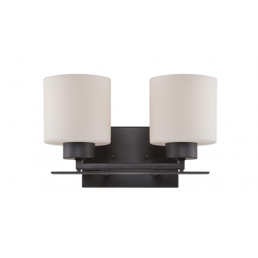 60-5302 Nuvo Parallel Transitional Vanity Light Fixture, (2) A19 Lamp, 120 V AC, Aged Bronze Housing