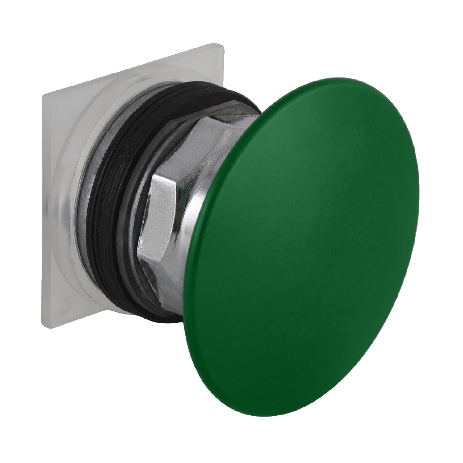 Head for push button, Harmony 9001K, metal, metal mushroom 60mm, green, 30mm, spring return