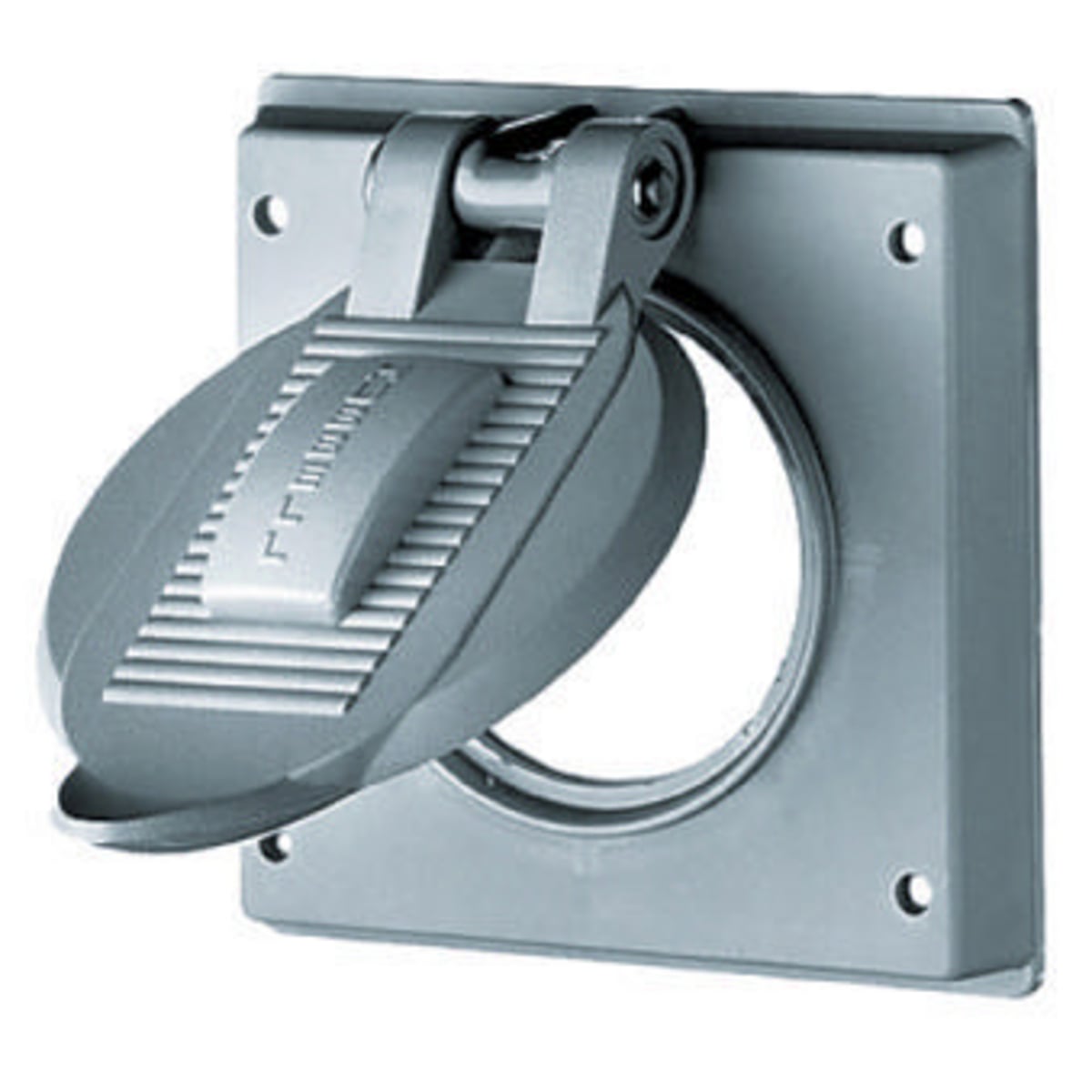 Wallplates and Boxes, Weatherproof Covers, 2-Gang, 1) 2.44" Opening, Standard Size, Gray Polycarbonate.