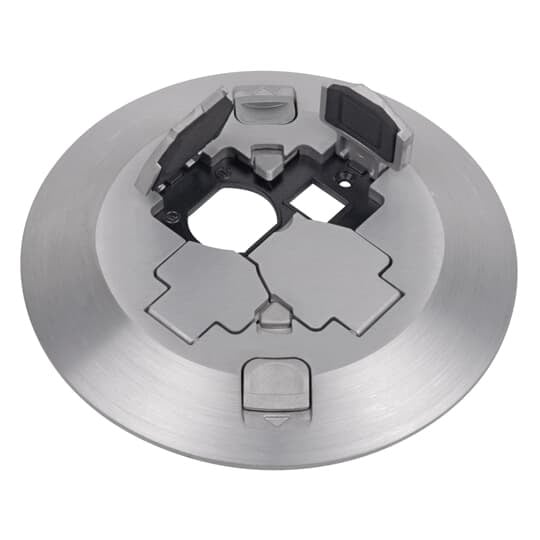 Poke-Through Cover, 7-1/2 Inch Diameter, Aluminum with Brushed Finish