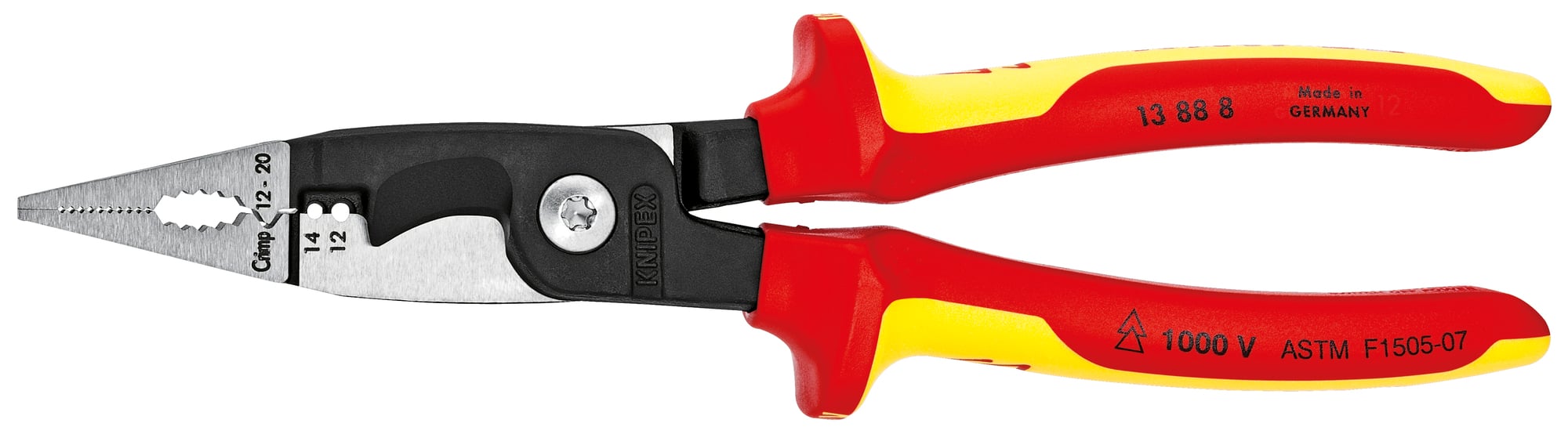 6-in-1 Electrical Installation Pliers 12 and 14 AWG-1000V Insulated, 8 in., Multi-Component, ASTM, Bulk