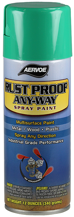 Rust Proof Paint, Solvent base type, Safety Green, 15 min. dry time, Aerosol Can, 12 oz. net weight, 16 oz. Size
