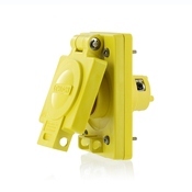 15 Amp, 125 Volt, NEMA 5-15, 2P, 3W, Straight Blade Single Inlet, Industrial Grade, Non-Grounding, Wetguard, Yellow