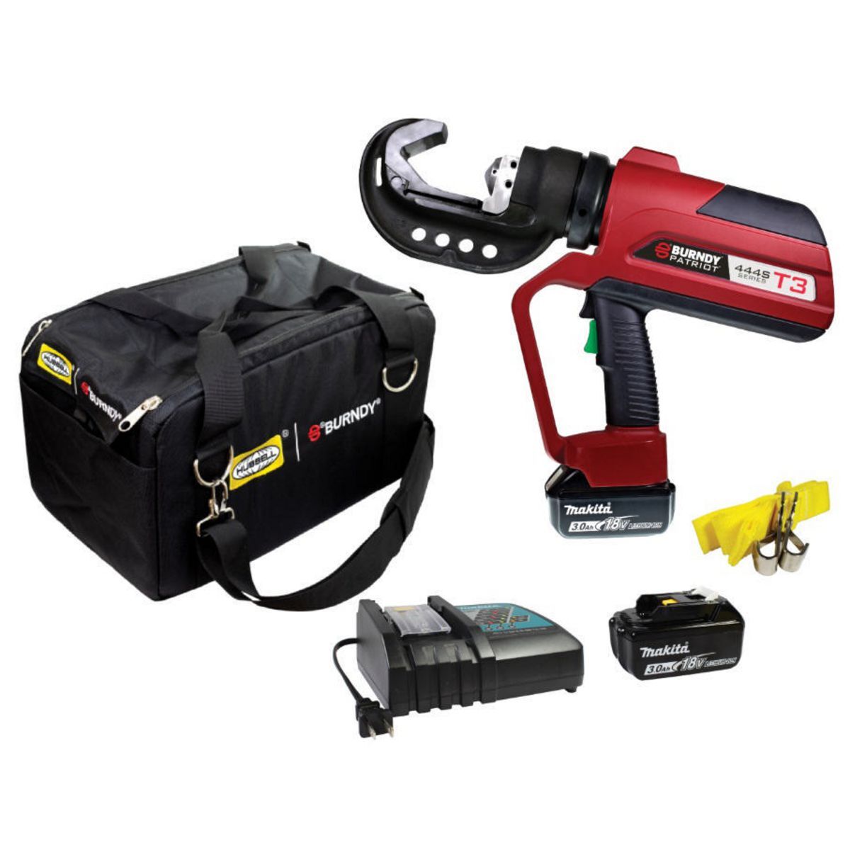 PATRIOT T3 11-Ton Battery Crimper, Dieless C-Head, (2) 3.0Ah 18V Li-Ion Batteries, 120V AC Charger, Nylon Pro Bag