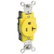 20 Amp, 125 Volt, Industrial Heavy Duty Grade, Single Receptacle, Straight Blade, Self Grounding, Light Almond