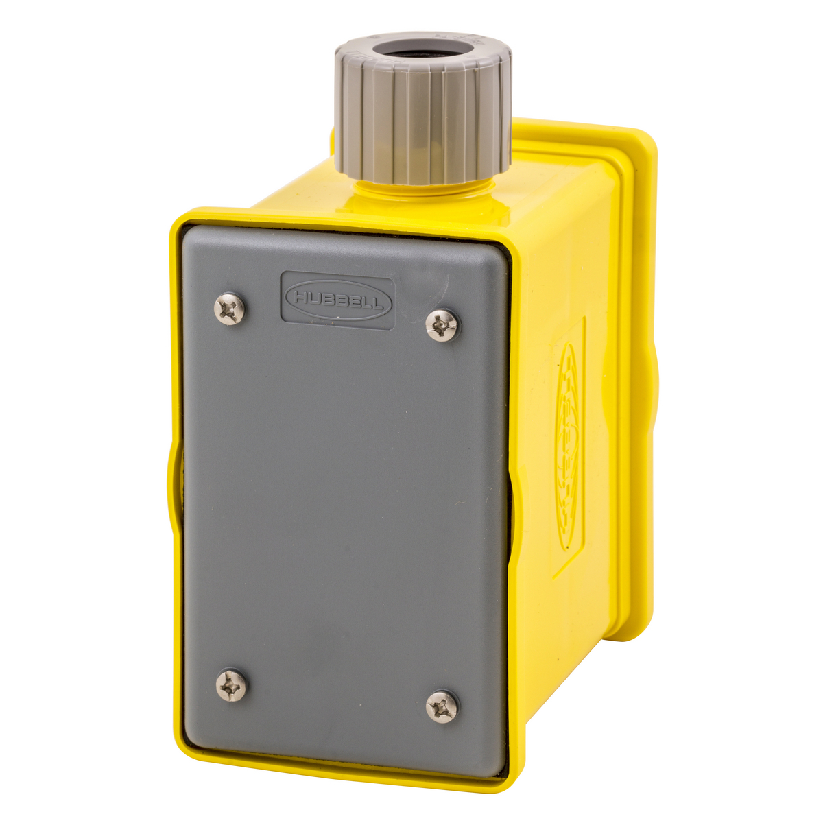 Temporary Power Products, Portable Outlet Boxes, Boxes and Plates, Box with Strain Relief, 1-Gang Front and Back, Yellow Non-Metallic, Furnished with 1) Blank Plate