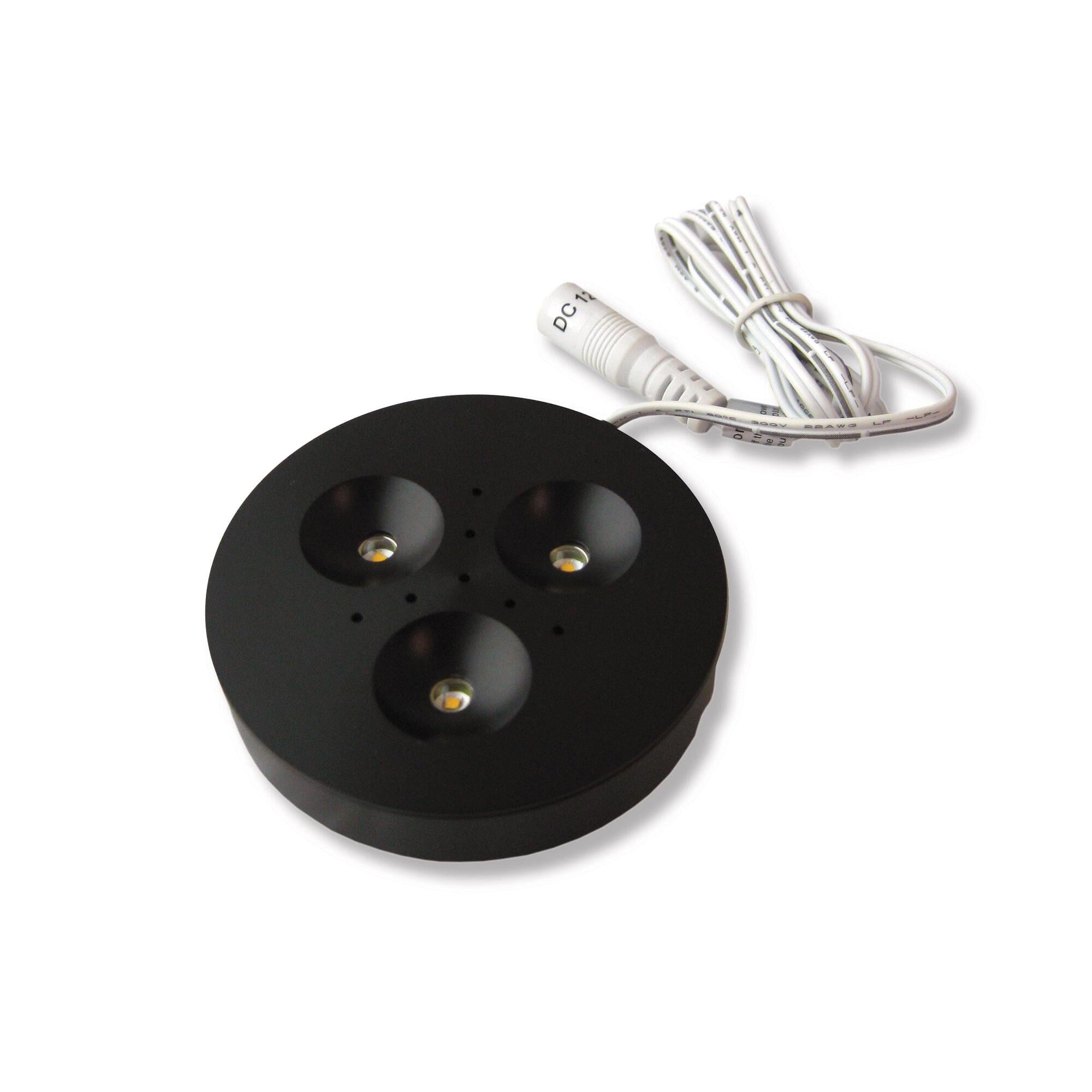 TRIANT 2 LED Puck Light - 12V/24V, 5000K, Anodized Black Finish, 3.3W, 90 CRI, 59 in. White Female DC Cable