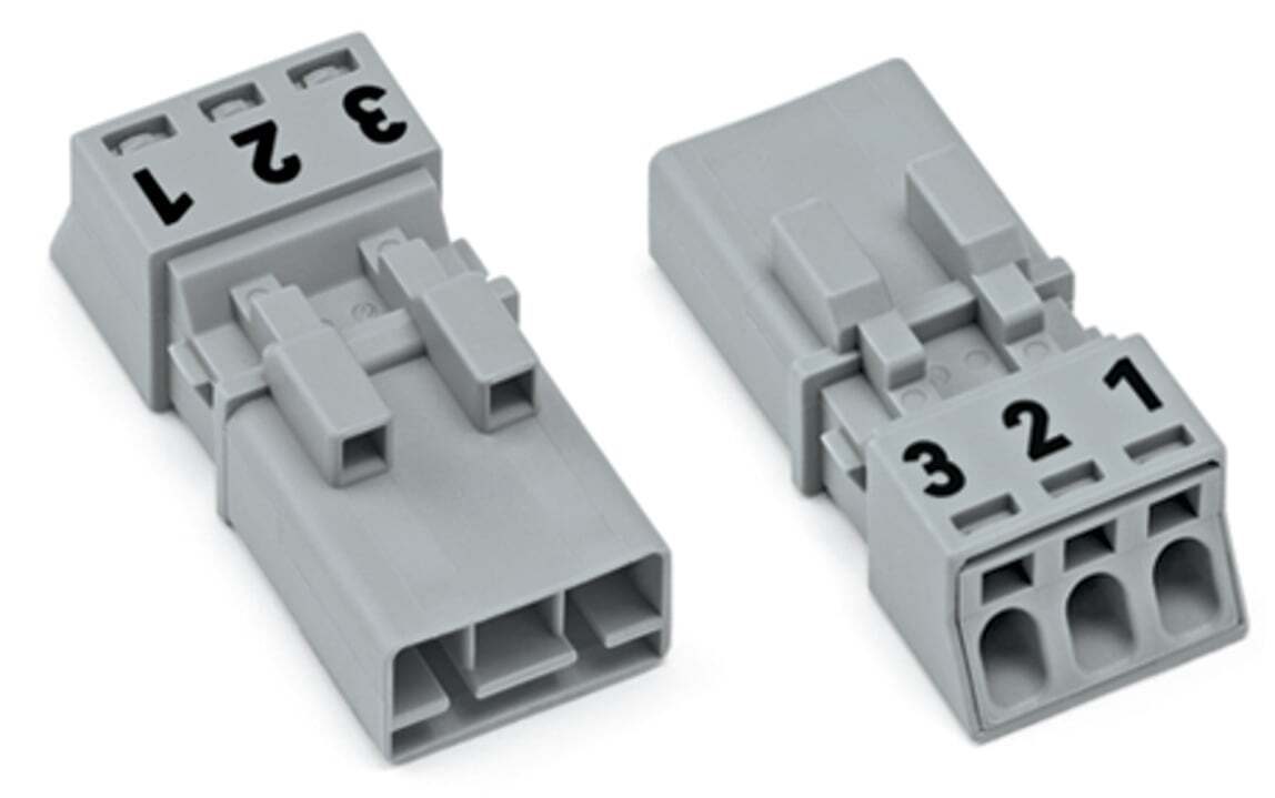 Plug; 3-pole; Cod. B; 1,50 mm; gray