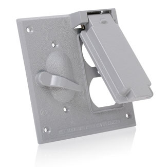 2-Gang Weatherproof Cover for Duplex Receptacle and Switch, Metallic Enclosure, Flat Lid, Includes Weatherproof Cover, Weatherproof Gasket and Mounting Screws, 2-Year Limited Warranty - Gray