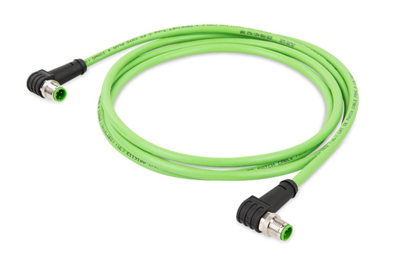 ETHERNET cable; M12D plug; angled; M12D plug; angled; 4-pole; Length: 5 m
