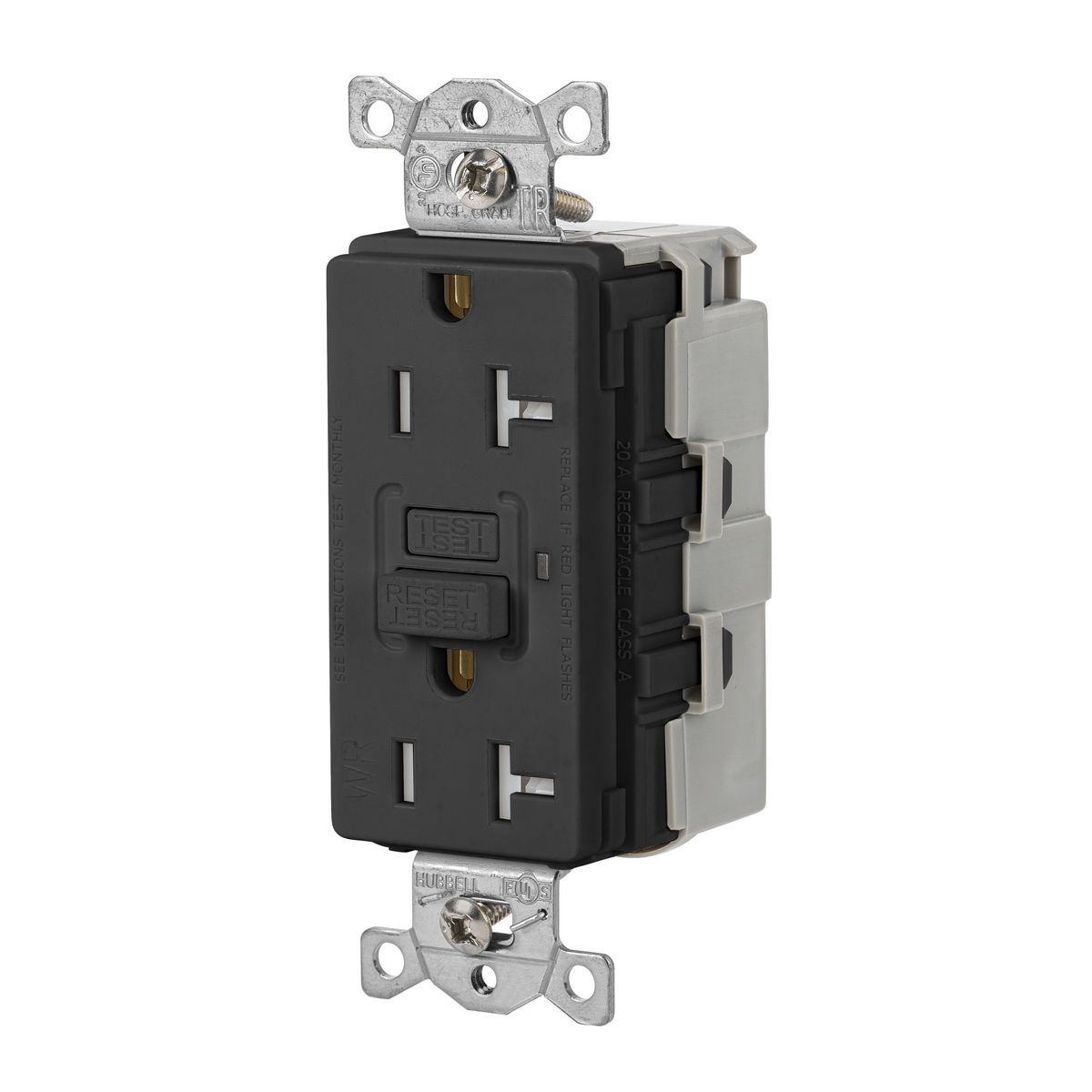 Straight Blade Devices, SNAP-Connect, Weather and Tamper-Resistant, AUTOGUARD, Self-Test, GFCI Receptacle, 20A 125V, 2-Pole 3-Wire Grounding, 5-20R, Black
