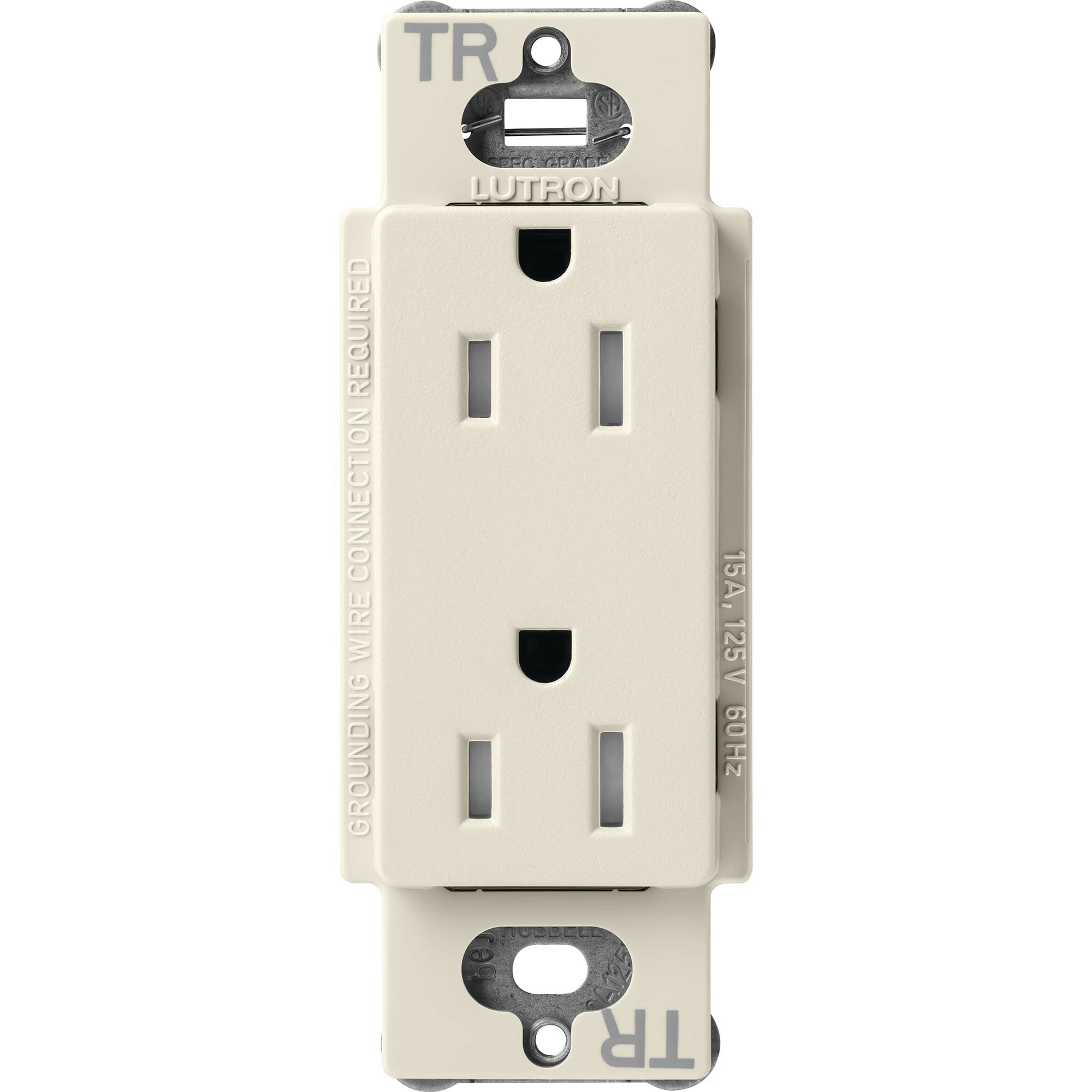 Lutron Claro Tamper-Resistant Duplex Receptacle, 15 Amp, Pumice